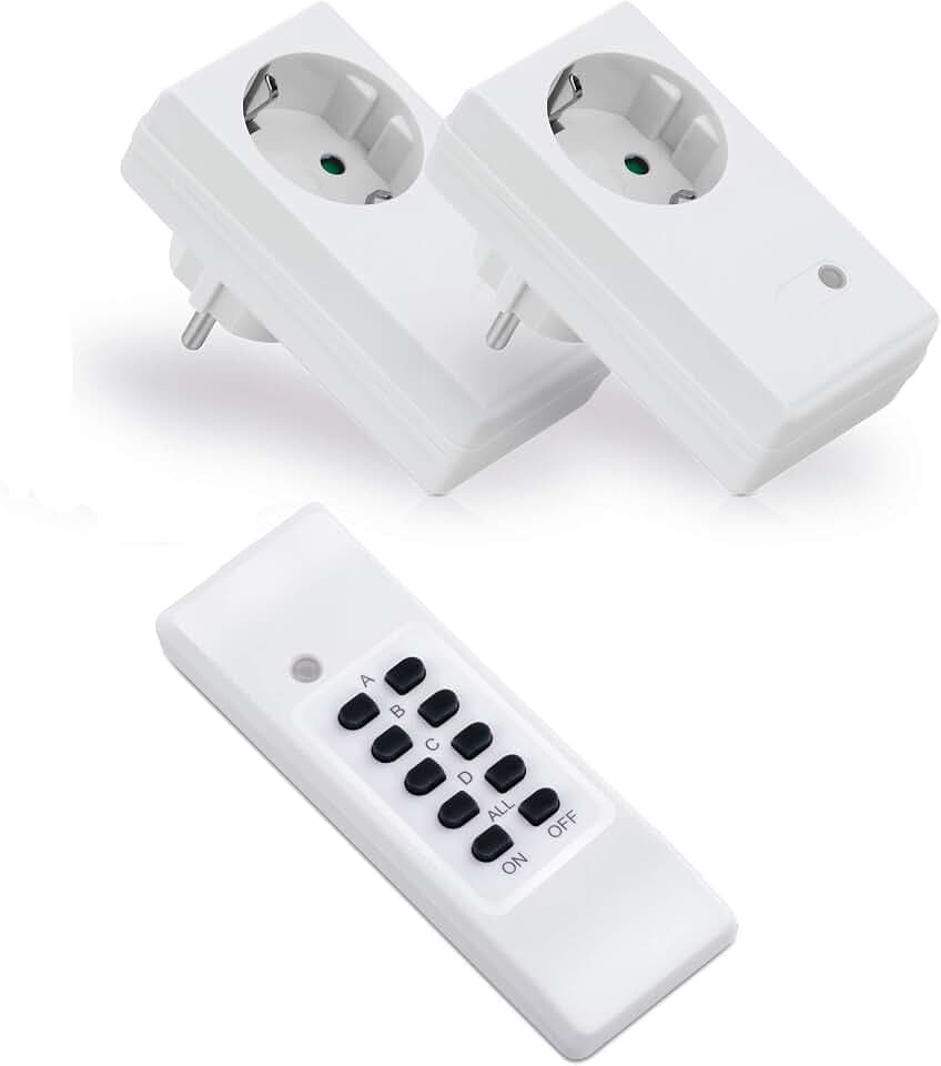 conecto Funksteckdosen Set (2x Funksteckdose, 1x Funkfernbedienung), Indoor, weiß
