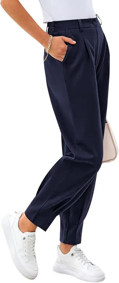 CFLONGE Womens Ankle Work Pants Trousers Casual Slacks