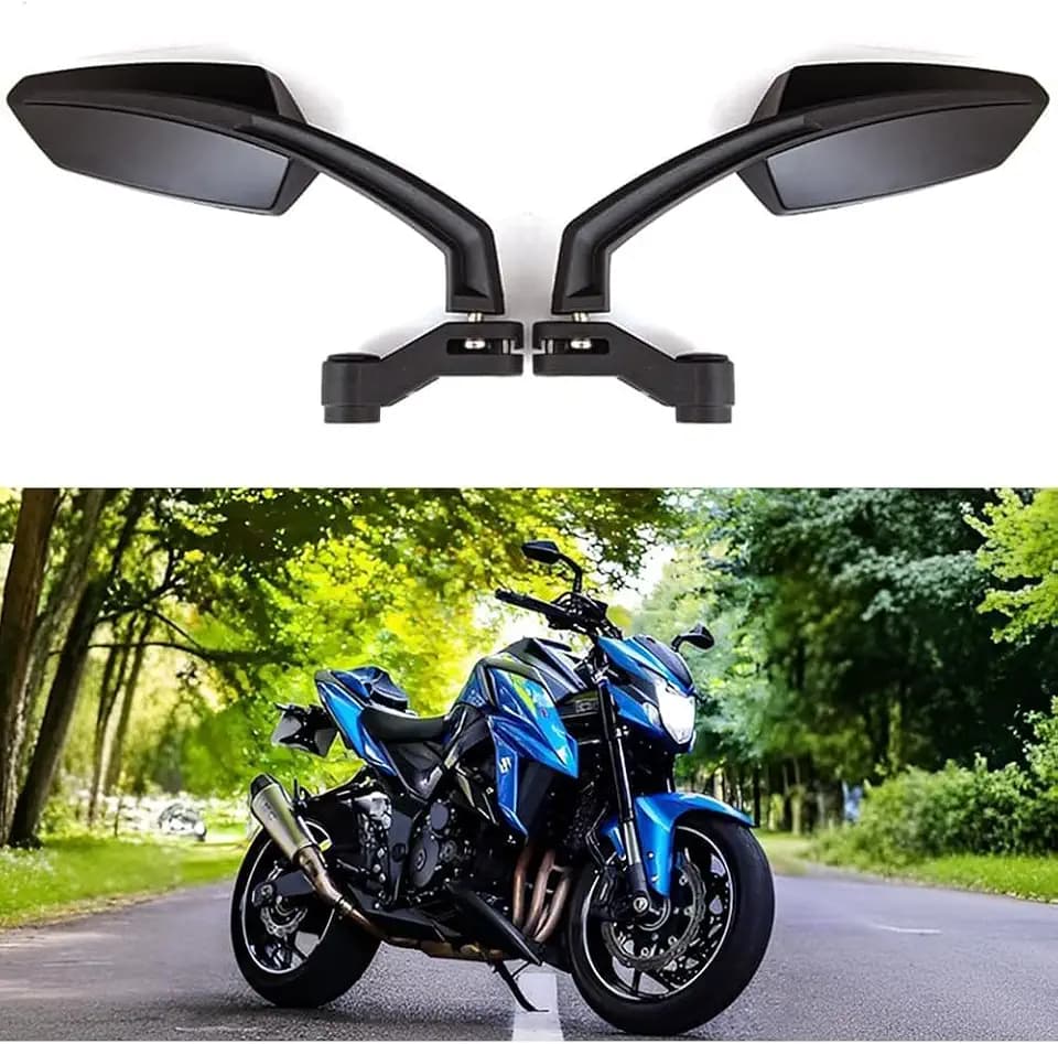 Universal Black Motorcycle Rear View Mirrors With 10mm 8mm Compatible with Honda Grom Yamaha Kawasaki and More