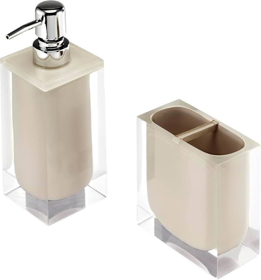 IZOD - Bathroom Set, Lotion Pump & Toothbrush Holder