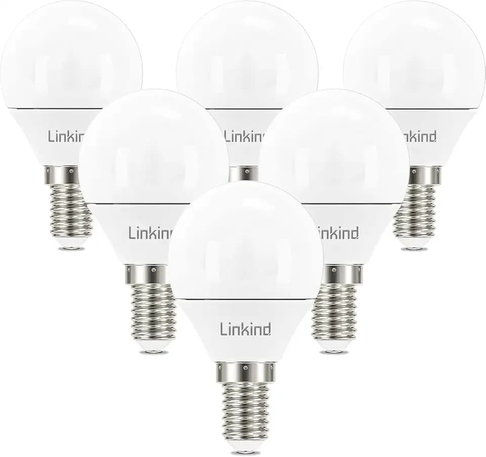 Linkind E14 LED Golf Ball Lampe 4.9W, Ersetzt 40 Watt, 470Lm 3000K Warmweiß G45/P45 Birne E14 Energiesparlampe in Tropfenform, nicht Dimmbar, 220-240V, 6 Stück
