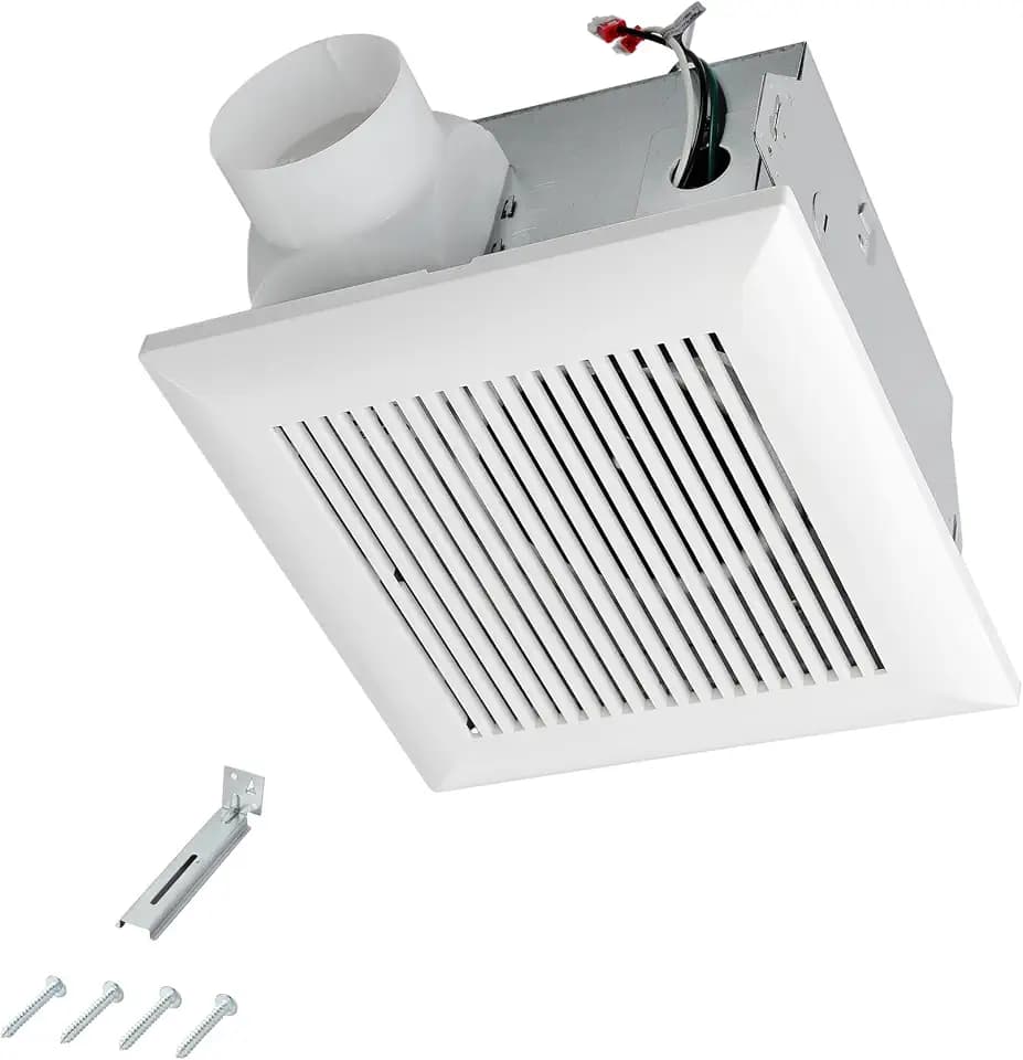 Amazon Basics AB-BV101 Bathroom Exhaust Fan, 70 CFM, 2.0 Sones, Ventilation Fan for Moisture & Odor Control, Ceiling Mounted, White