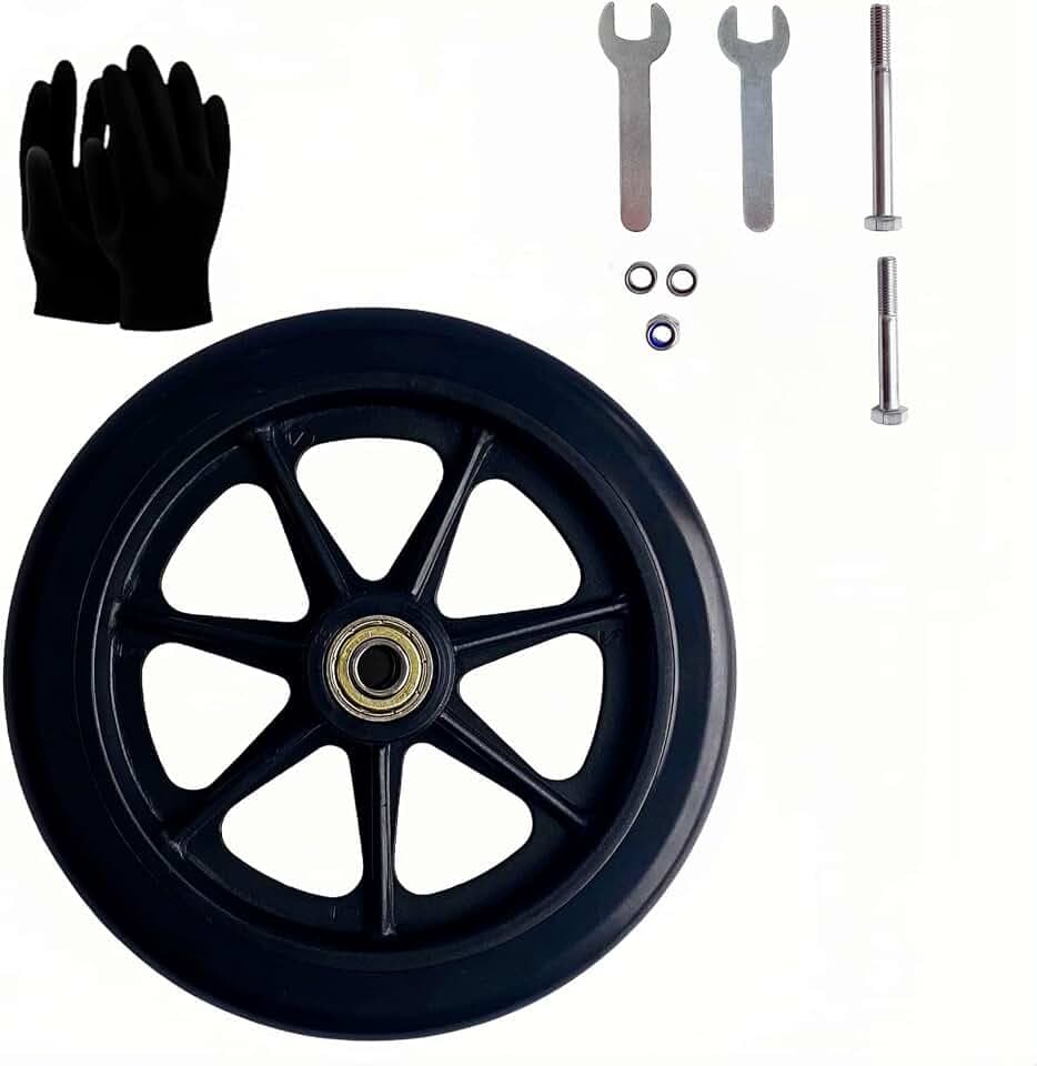 8" Black Wheels for Walker, Solid PU Material (Durable Non-Pneumatic)