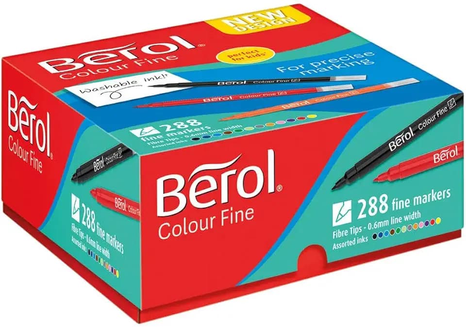 Berol Farb-Stift mit Feinfaserspitze, in einer Strichbreite von 0,6 mm Box of 288 farblich sortiert