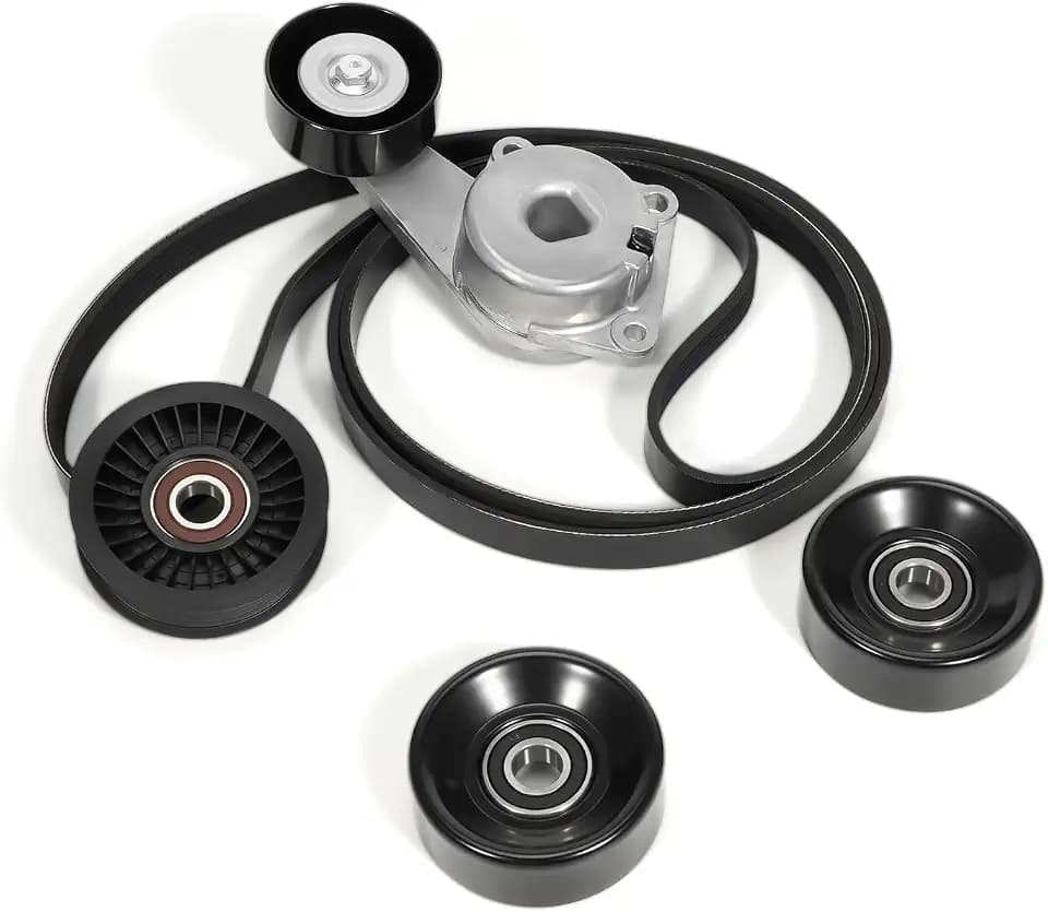 90K-38274A Drive Serpentine Belt Tensioner Idler Pulley Complete Kit Fit for Ford F150 F250 F350 Explorer Lobo Expedition Lincoln, 5.4L 4.6L 2005-2014 Replace ACK061025, DBK061025B w/Gloves