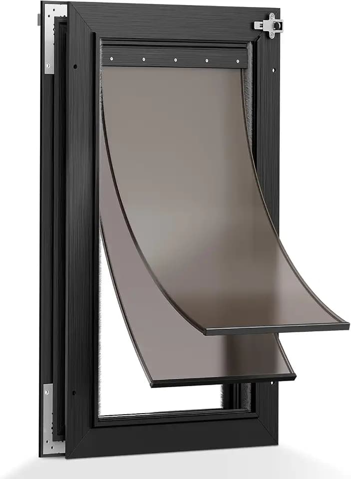 2-Flap Aluminum Large Dog Door for Interior & Exterior Door with Dual Locks