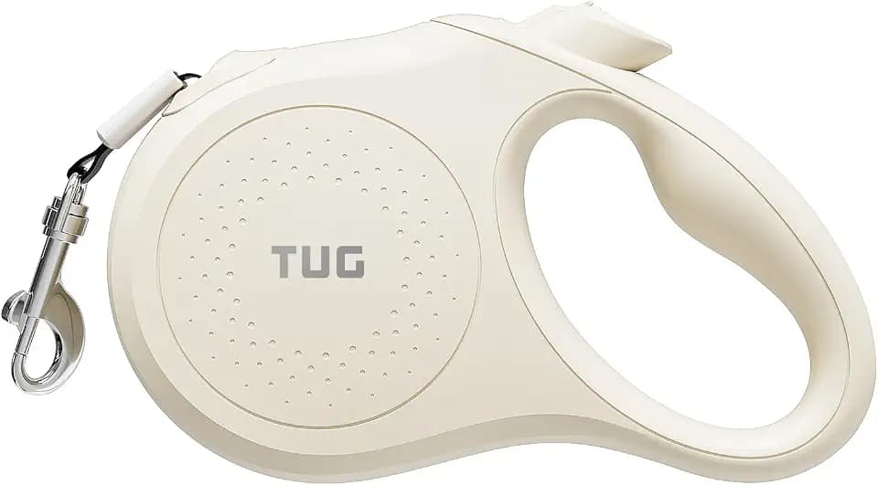 TUG Quest Retractable Dog Leash | 360° Tangle-Free | 16 ft Tape (S, Cream)
