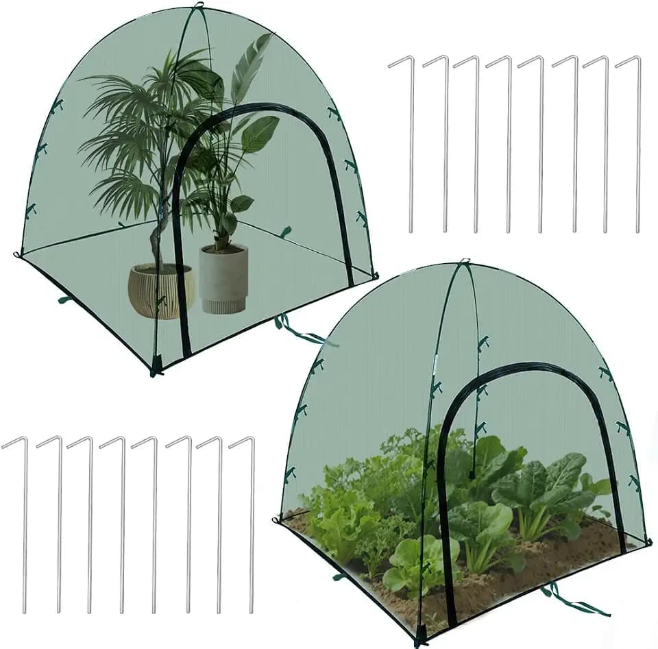 2pack Large Mesh Plant Cover Tent, 36x36x37Inches Pest Guard Cover, Insect Bird Barrier Netting Outdoor Plant Enclosure, Garden Net Cage Plant Protector Pest Protection Guard for Fruit Vegetables