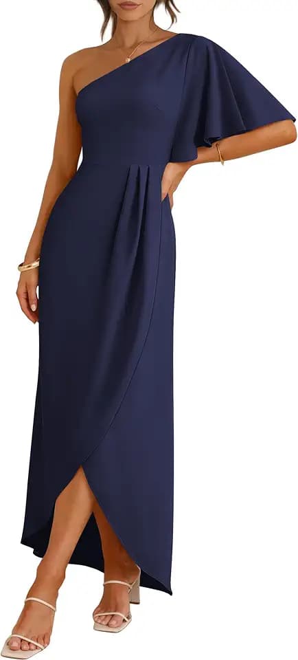 ANRABESS Women One Shoulder Formal Wedding Guest Dress