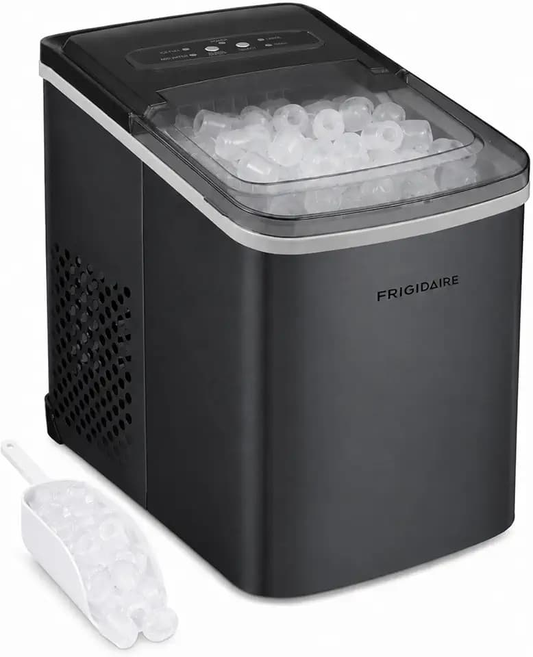 Frigidaire Countertop Portable, 26 lb per Day Bullet Ice Maker Machine (Black Stainless Steel)