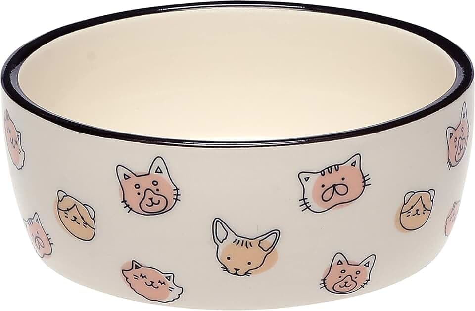 Pearhead Ceramic Cat Bowl, Holds 12 oz, Cute Cat Face Design