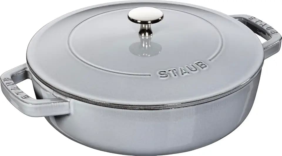 STAUB Schmorpfanne, Chistera Bräter, 24 cm, 2,5 L, Induktionsgeeignet, Aroma-Regen, Made in France, Graphit-Grau