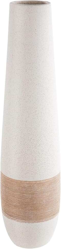 Gilde Deko große Vase XL Bodenvase aus Keramik - Deko Wohnzimmer - Farbe: Braun Creme Höhe 46 cm