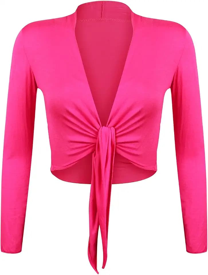 Gloop Damen Schöne, Elegante Bolero Jäckchen Langarm Bolero zum Knoten