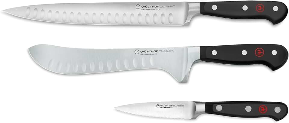 WÜSTHOF Classic 3-Piece BBQ Hollow-Edge Carving Knife Set