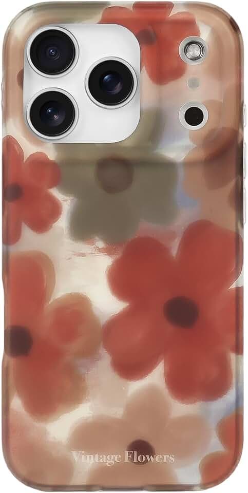 Reownest Handyhülle für iPhone 17 Pro Hülle, Niedliches Bunt Blumen Muster im Retro-Design, Weiche Mattierte TPU Stoßfeste Schutzhülle Bumper Ästhetische Handyhülle – Bunt