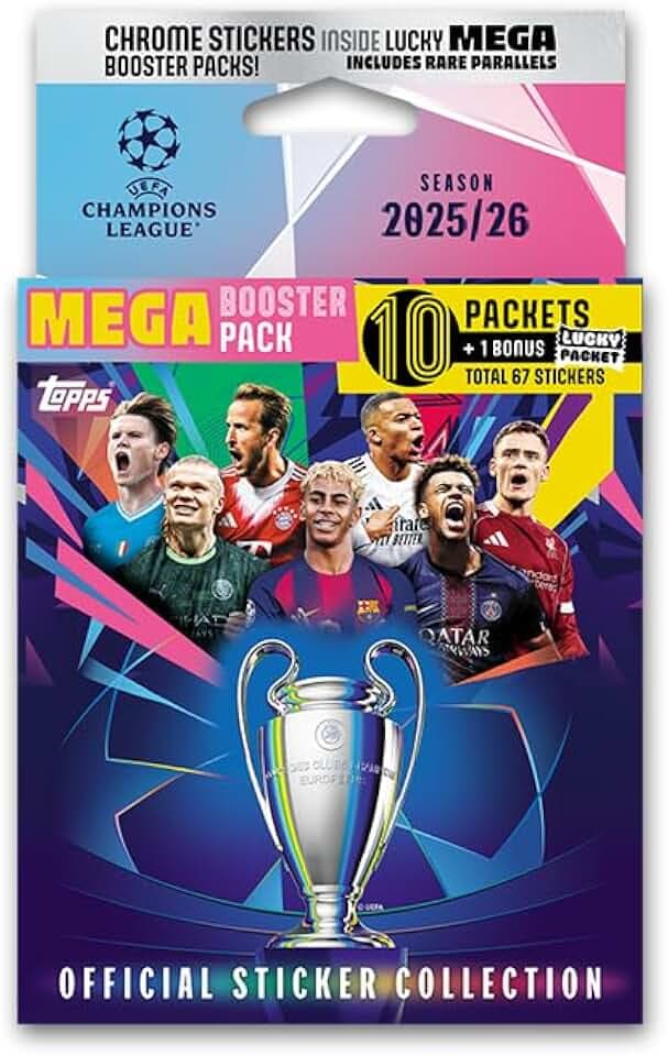 Champions League Sticker 25/26 - Mega Booster Pack (Enthält 67 Aufkleber)