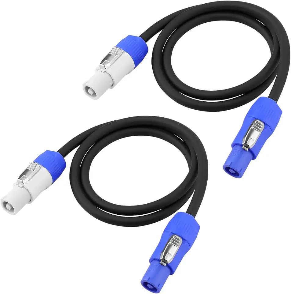 2 Pack Stage Light PowerCON Cable, 3 Pin 16AWG AC PowerCon Connector Cord Input to Output, 20A Power Extension Cord for Outdoor Stage Lighting Series - 1M / 3FT (2PC)