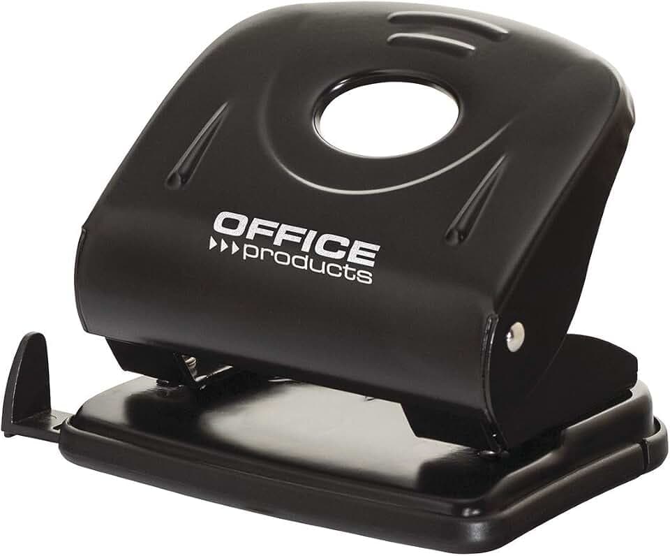 OFFICER PRODUCTS 18052311-05 Locher/bis 30 Blätter/Mechanismus und Gehäuse aus Metall/Kunststoffarm (ABS)/ Farbe: Schwarz/Rutschfeste Kunstsoffkappe für den Boden