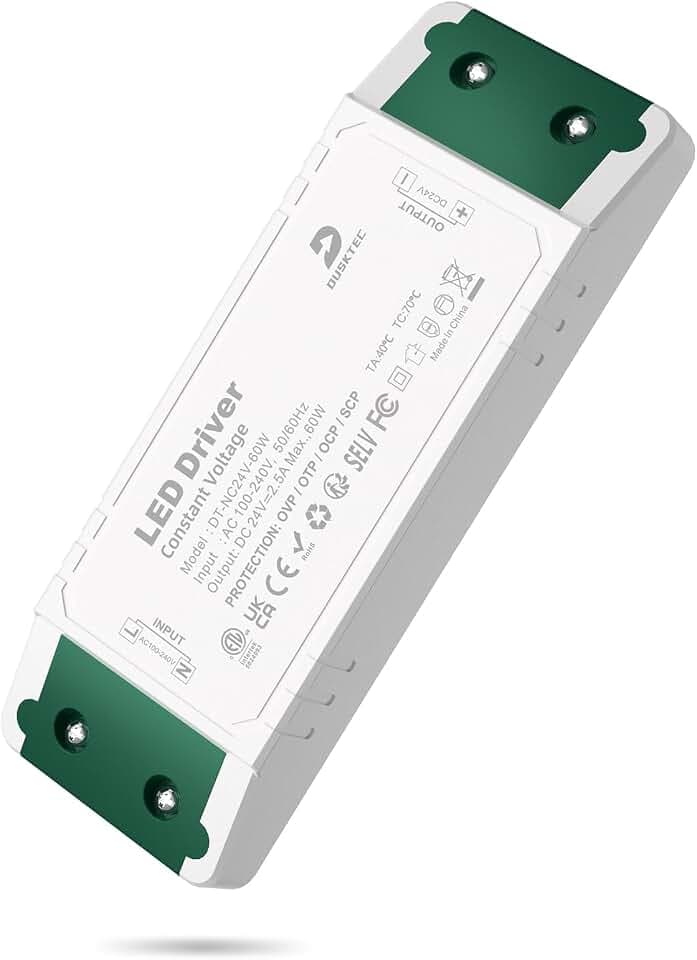DUSKTEC LED Trafo Netzteil 24V 60W 2,5A Transformator 230V auf 24V DC