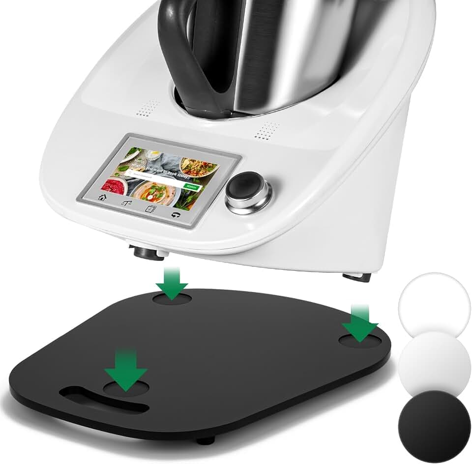 für Thermomix TM6 TM5 Gleitbrett Acryl,Ticanros Premium Schnelles Bewegen Rollbrett für Thermomix Vorwerk Küchenmaschine TM6 Zubehör Unterlage Brett, Glänzend Schwarz