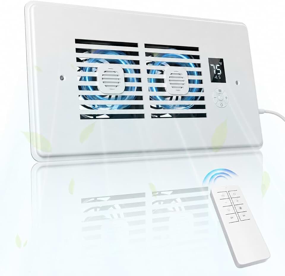 AC Vent Booster Fan 6" x 12" Register, Fixes Home Uneven Airflow