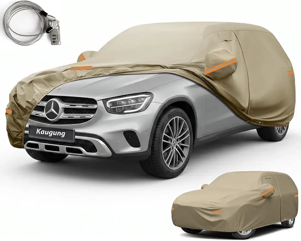 Kaugung Custom Fit Car Cover for Mercedes Benz GLC300 GLC350e GLC43 GLC63 (2016-2026), Heavy Duty All Weather Waterproof Outdoor SUV Cover with Driver Door Zipper, Mirror Pockets & Air Vents