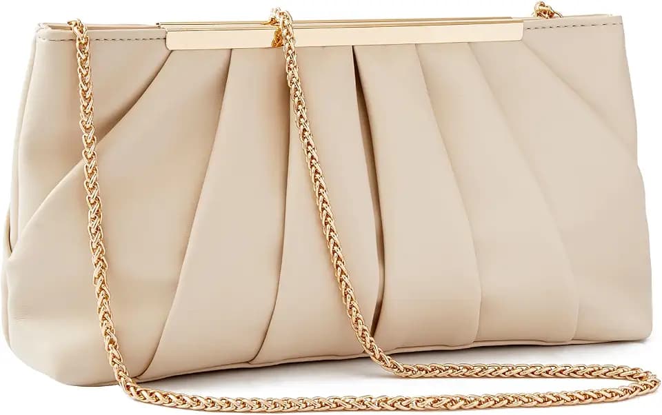Clutch Purse Dressy Pleated Formal Evening Bag Simple Classy Handbag for Women