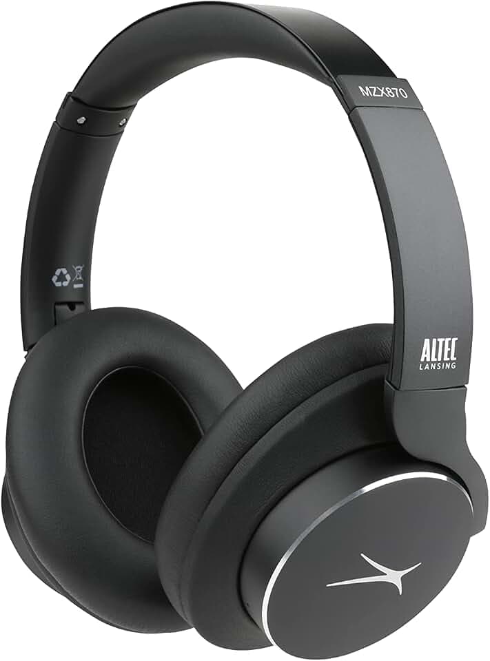 Altec Lansing Comfort Q+ Bluetooth Headphones, Active Noise Cancellation, Comfortable, Quite, Noise Cancelling Headphone, Up to 26 Hours of Playtime, 30 Ft. Wireless Range, Black
