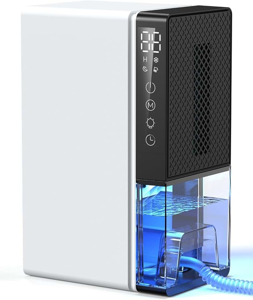 Luftentfeuchter Elektrisch, 2800ML Entfeuchter Raumentfeuchter Leise Dehumidifiers for Home, mit Schlafmodus,7-farbiges Nachtlicht, tragbar, Timer für Badezimmer Schlafzimmer（1100ML/24H）