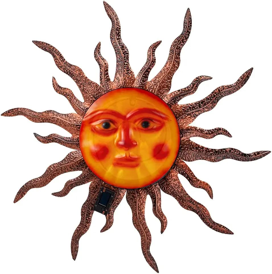 HOBYLUBY Sun Outdoor Wall Decor, 25.98'' Metal Wall Art Decor