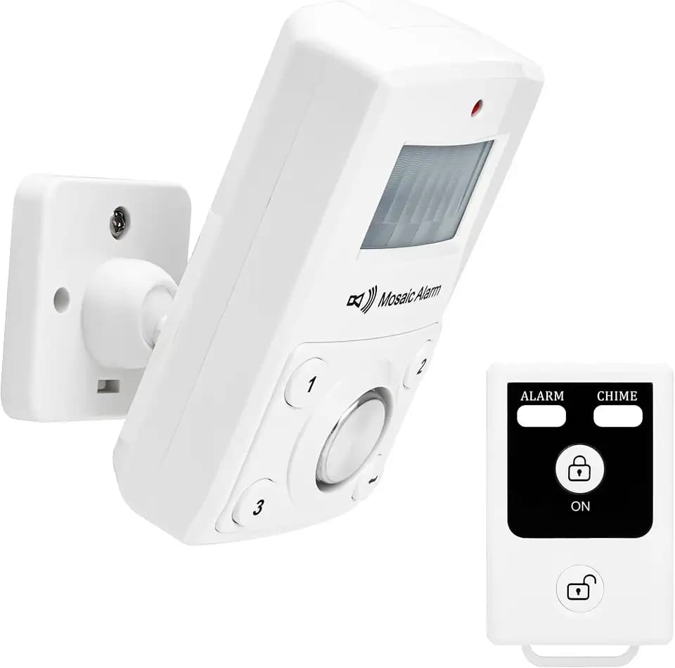 Remote Motion Sensor Alarm for Garage, Shed, Indoor. 135dB Loud Sound Home Security Intruder Burglar Alert. Battery Operated Portable Keypad Motion Detector Siren for Travel. Cordless or USB Power
