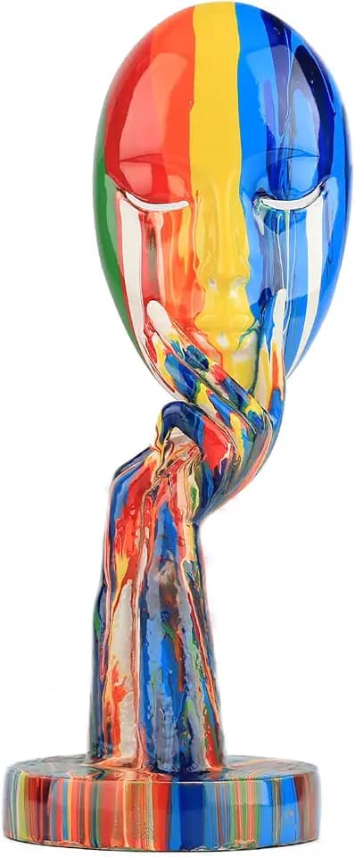 SHENGTIAN Bunte Abstrakte Weibliche Gesichtsskulptur - Handwerk Figur, Modern Home Dekoration für Wohnzimmer, Büro, Schlafzimmer, Studio (Klein - 29.9 * 10.9 * 10.9cm)