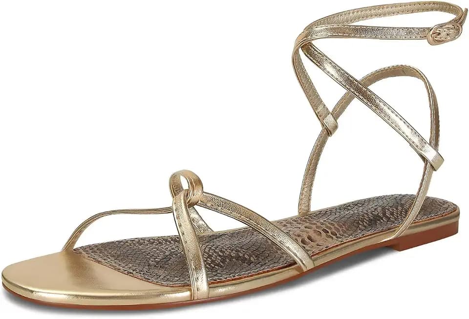 SOVANYOU Strappy Sandals for Women Dressy Flat Sandals Open Toe Cute Summer Sandal with Cross Ankle Strap
