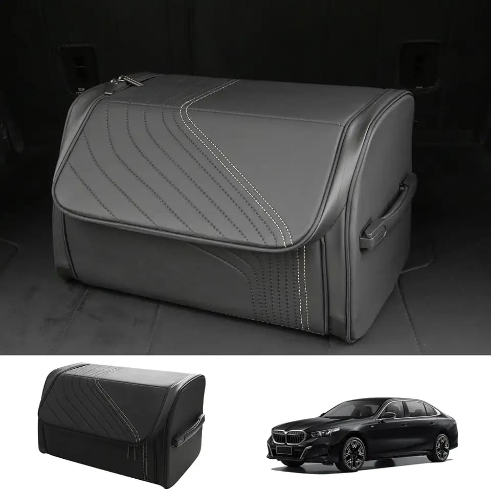 TOPABYTE Car Trunk Organizer with Lid Capacity Collapsible Bag Black, Small