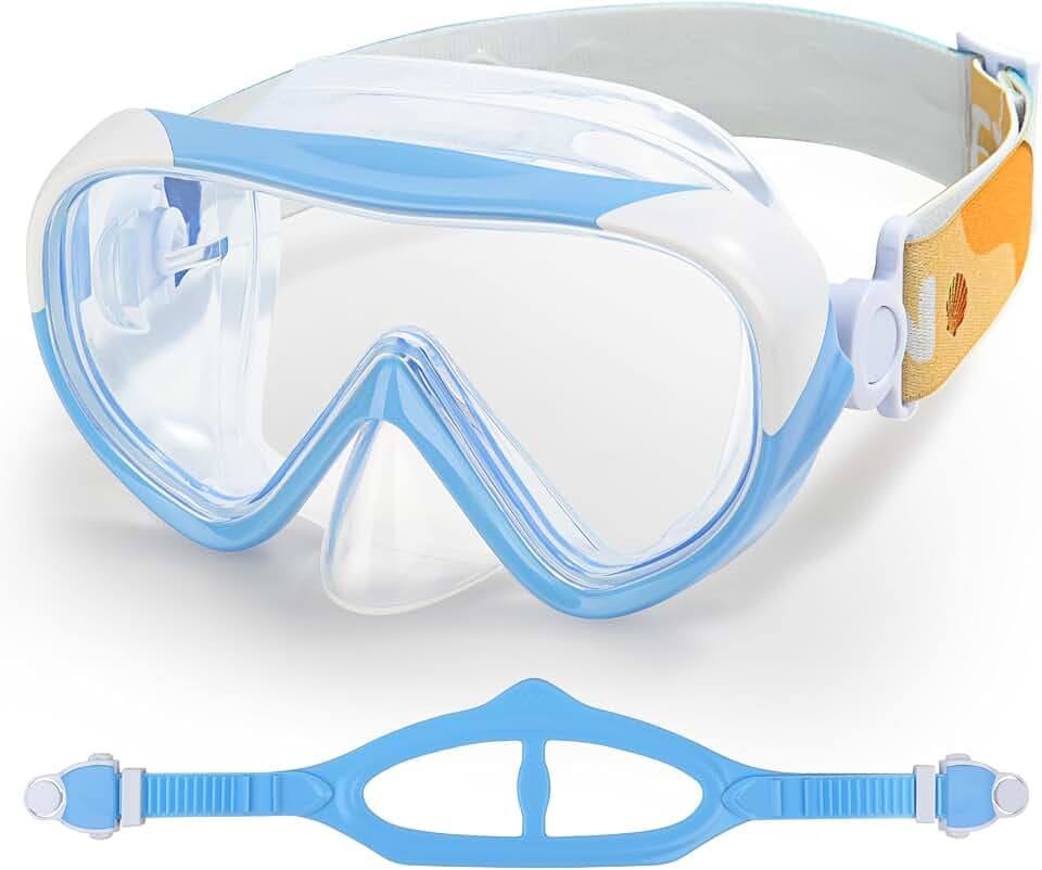 Kinder Taucherbrille 180° Panorama Kind Schnorchelmaske, Anti Nebel Tauchmaske gehärtetes Glas Schwimmmaske Junge Silikon Tauchermaske Mädchen Schwimmbrille mit Nasenabdeckung 4-16