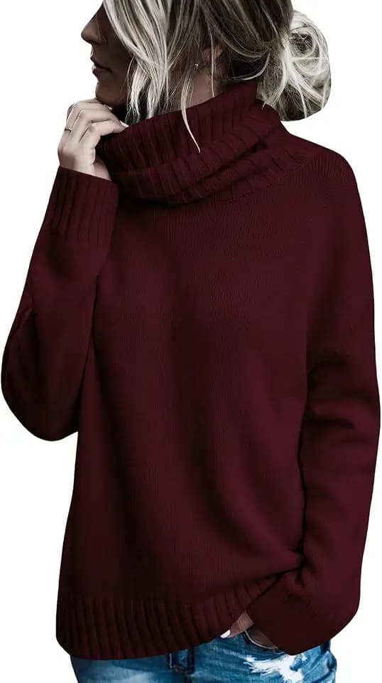 FISACE Womens Oversized Turtleneck Pullover Sweater Cable Knit Sweater Tops
