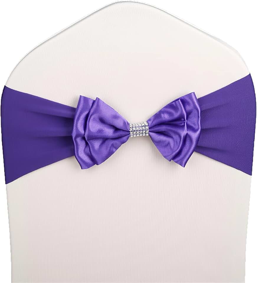 Stuhlschärpen Stuhl Schärpen,Organza Schleife Tüll Stuhl Rücken Blume Schärpe,Hochzeit Stuhl Bogen Für Stuhl Deckt Schärpe Geburtstag Party Hotel Dekoration,Dark Purple,100PCS