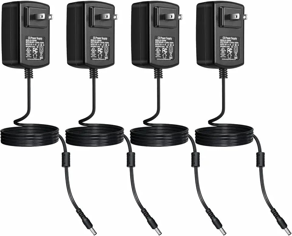 [UL Certified] Security-01 AC 100-240V to DC 12V 2A Power Supply Adapter, Plug 5.5mm x 2.1mm for CCTV Camera DVR NVR Led Light Strip, 4-Pack