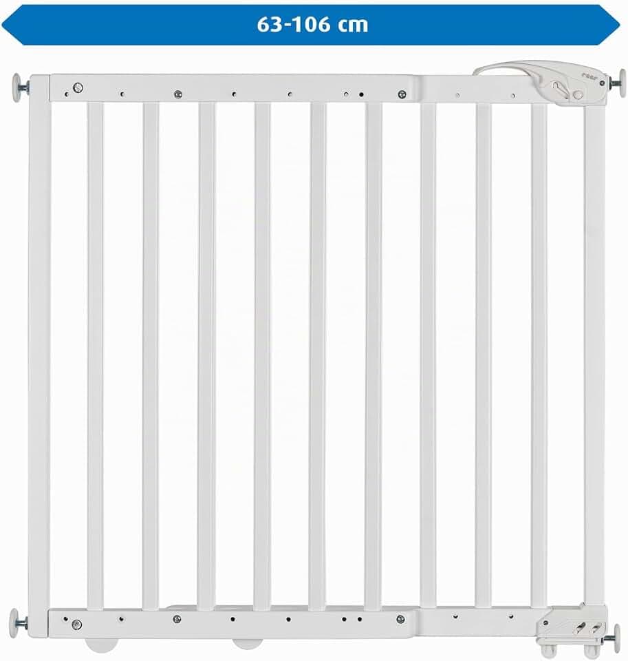reer Türgitter und Treppenschutzgitter | Baukasten zum Selberbauen | zum Klemmen oder Schrauben | ausziehbar 63-106 cm | weiß