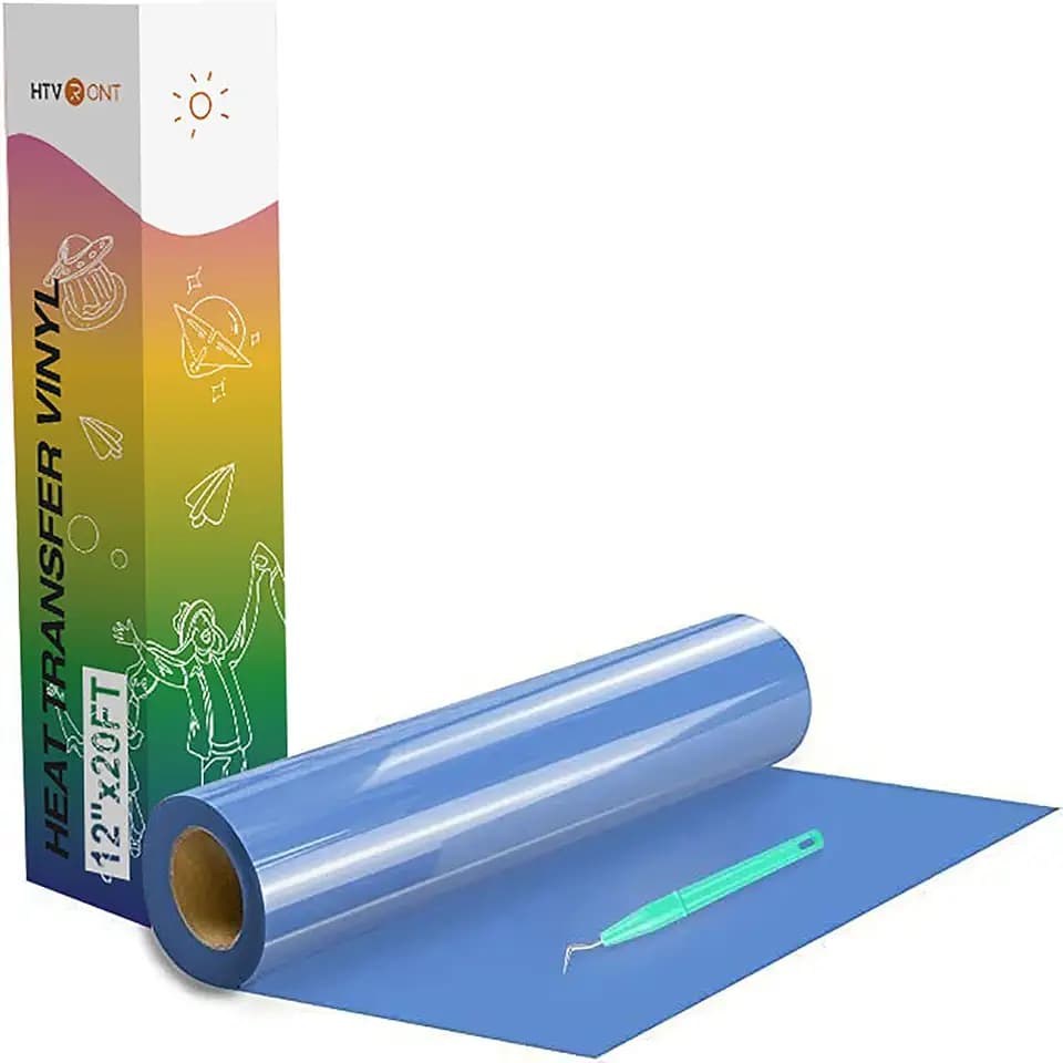 HTVRONT Heat Transfer Vinyl Sky Blue HTV Rolls, 12" x 20ft