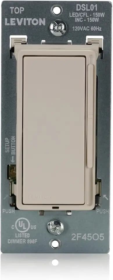 Leviton Decora Slide LED Advanced Dimmer Switch for 150W Dimmable LED, Halogen and Incandescent Bulbs and Fixtures, DSL01-1LT, Light Almond