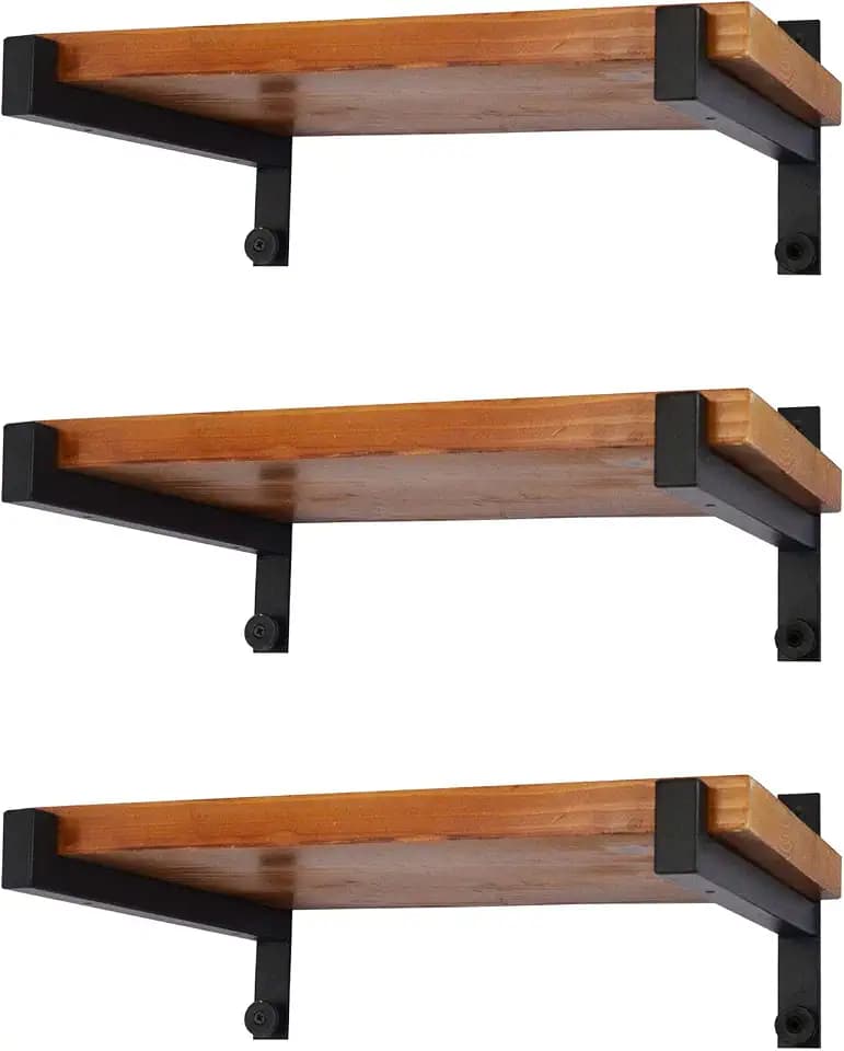 EZYDECOR 6 Pack Heavy Duty Shelf Brackets with Lip 8 Inch Black