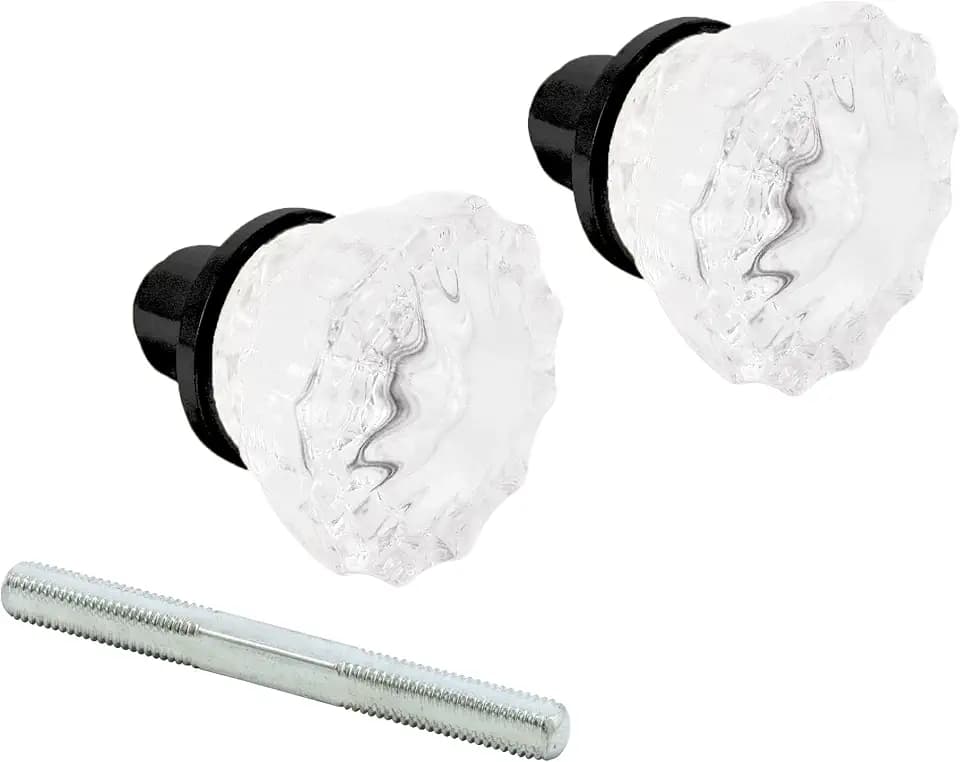 PRIME-LINE E 28318 Mortise Style Fluted Glass Door Knobs, Matte Black