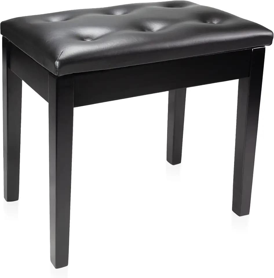 RockJam RJKBB500 Wooden Piano Bench with Storage, Padded Seat