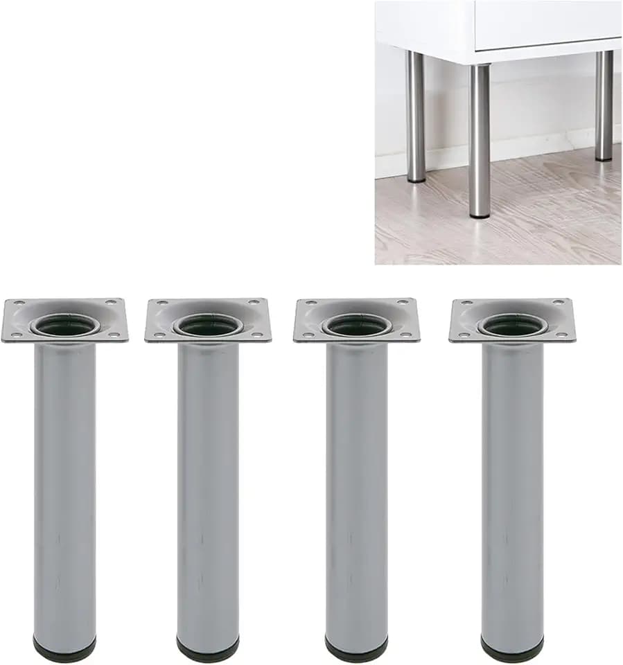 Amig Möbelfuss Tischbein Sofafuss Rund ø 30mm Höhe 600mm Schwarz Weiß oder Silber (Silber)