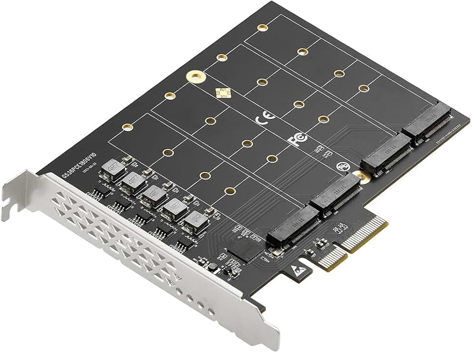 Quad Port PCIe 3.0 x4 NVMe M.2 SSD (m Key) 2280 2260 2242 2230 Adapter Card