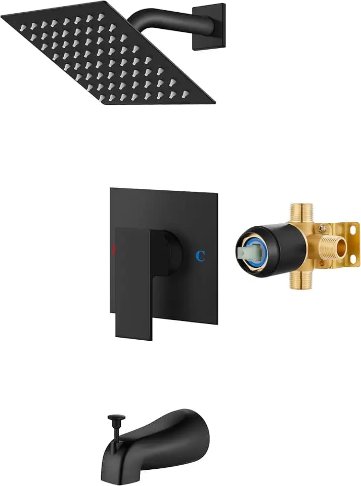 Airuida 6 Inch Shower Faucet Set,Bathtub Faucet Kit,Matte Black