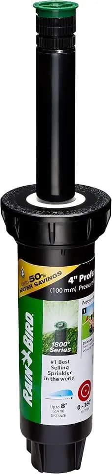 Rain Bird 1804AP8PRS PRS Professional Pop-Up, Full Circle, 6-8 Feet, 4"