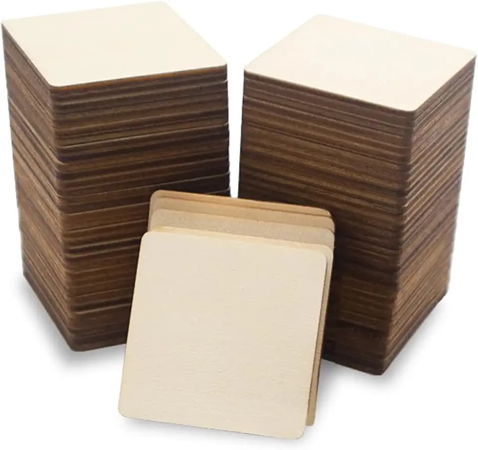 120 Stück 5x5cm Quadrate Holzscheiben zum Basteln Holzplättchen
